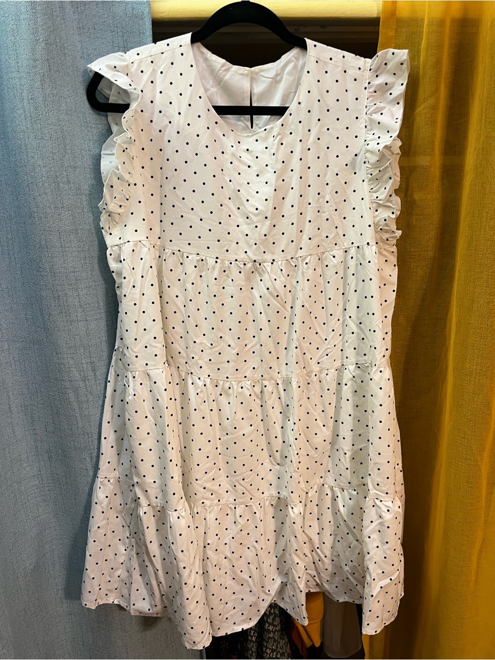 Amazon White Polka Dot Ruffle Sleeve Sundress